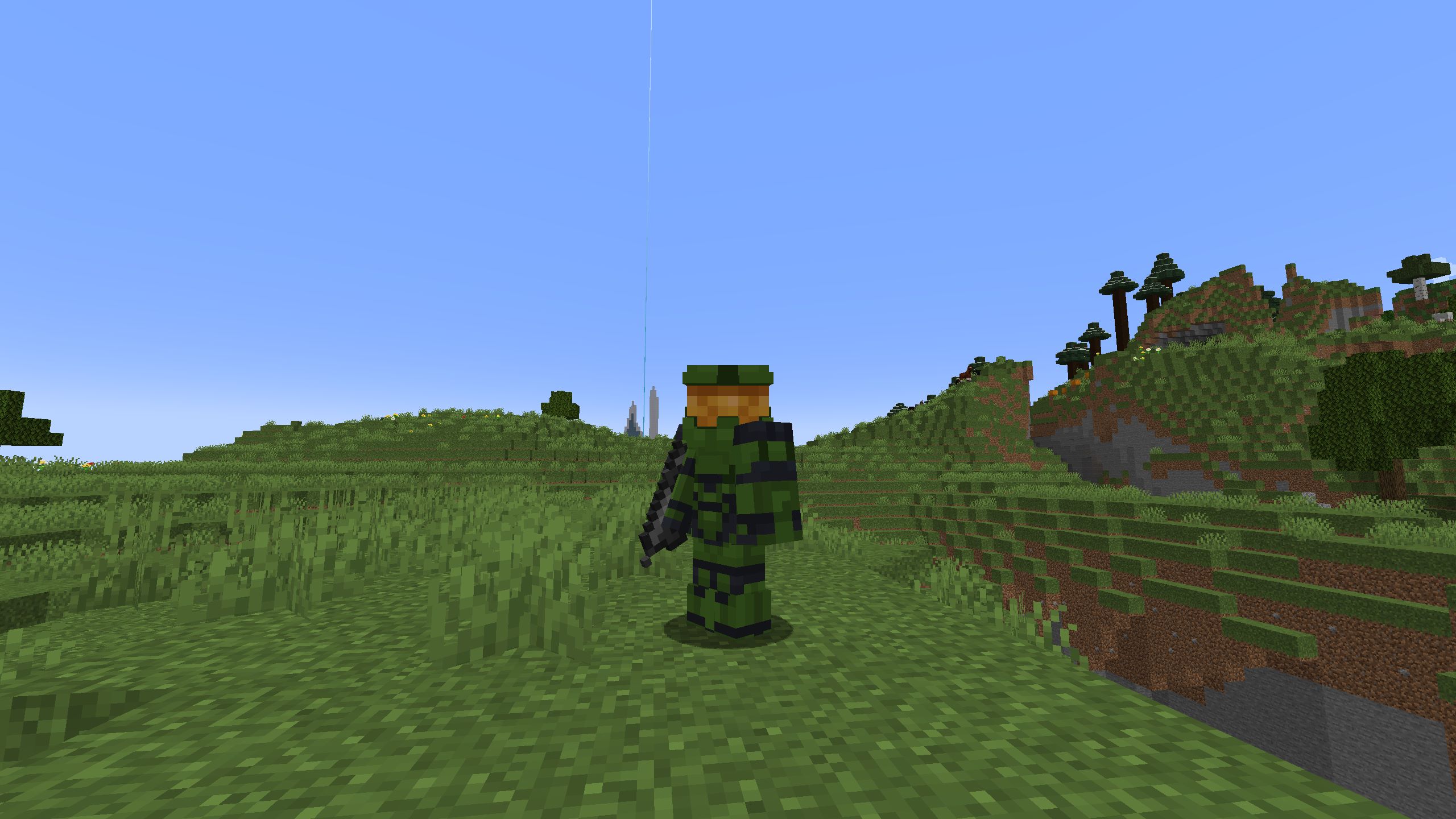 A player holding an SMG in green Mk. VI armor