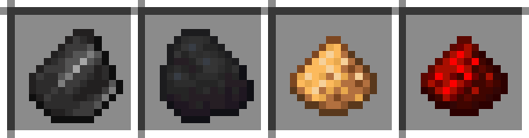 Crafting recipe consisting of flint, (char-)coal, glowstone dust and redstone dust.