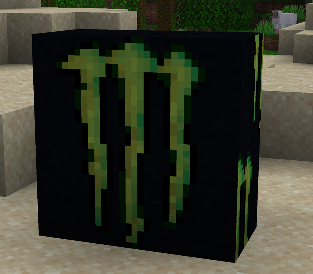 Monster Energy Blocks arranged in a way to make the Monster Logo