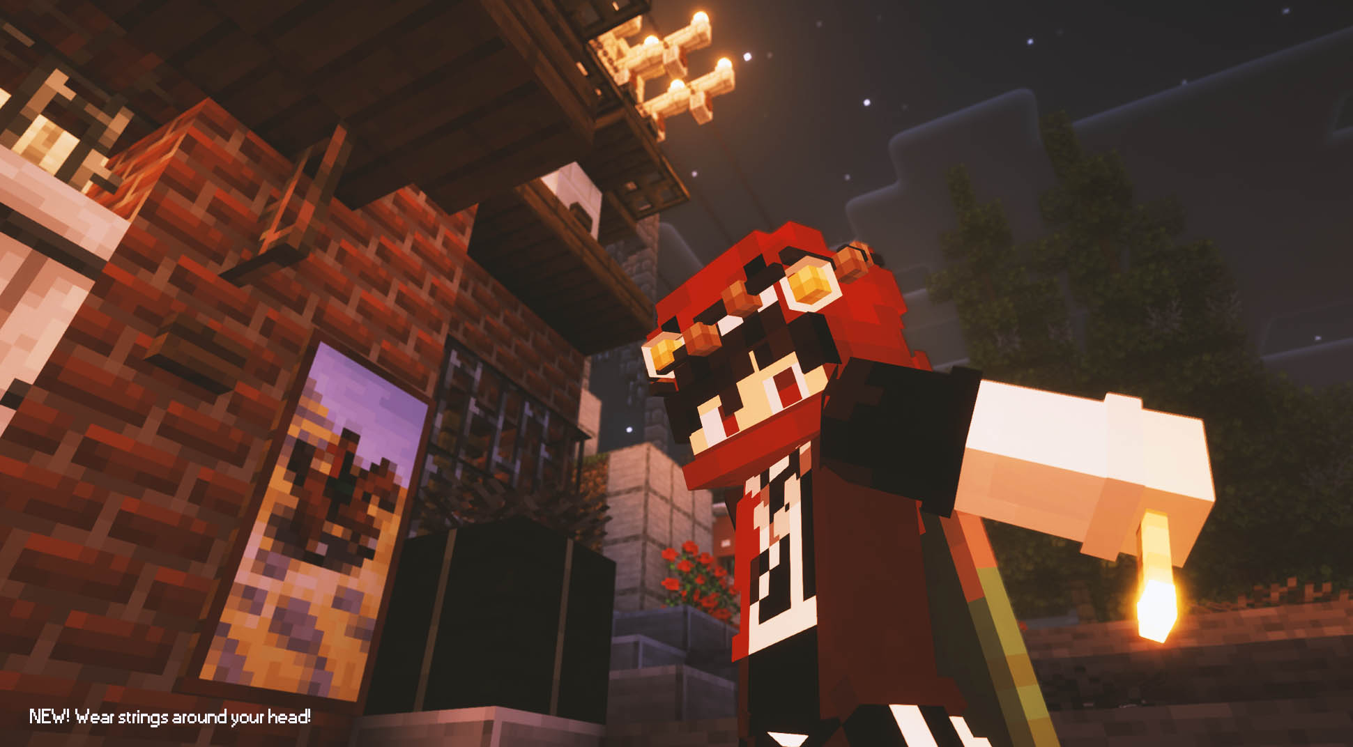 player wearing a string light around as a hat!