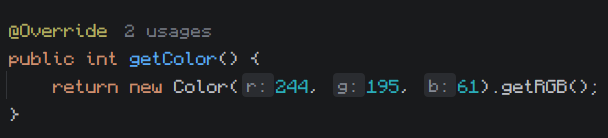An item with a custom colored background