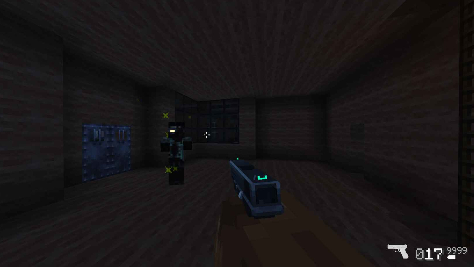 Player aiming a pistol at a zombie
