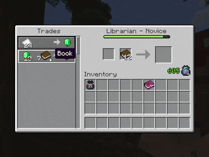 villager trading shift-clicking auto-refills the emerald slot