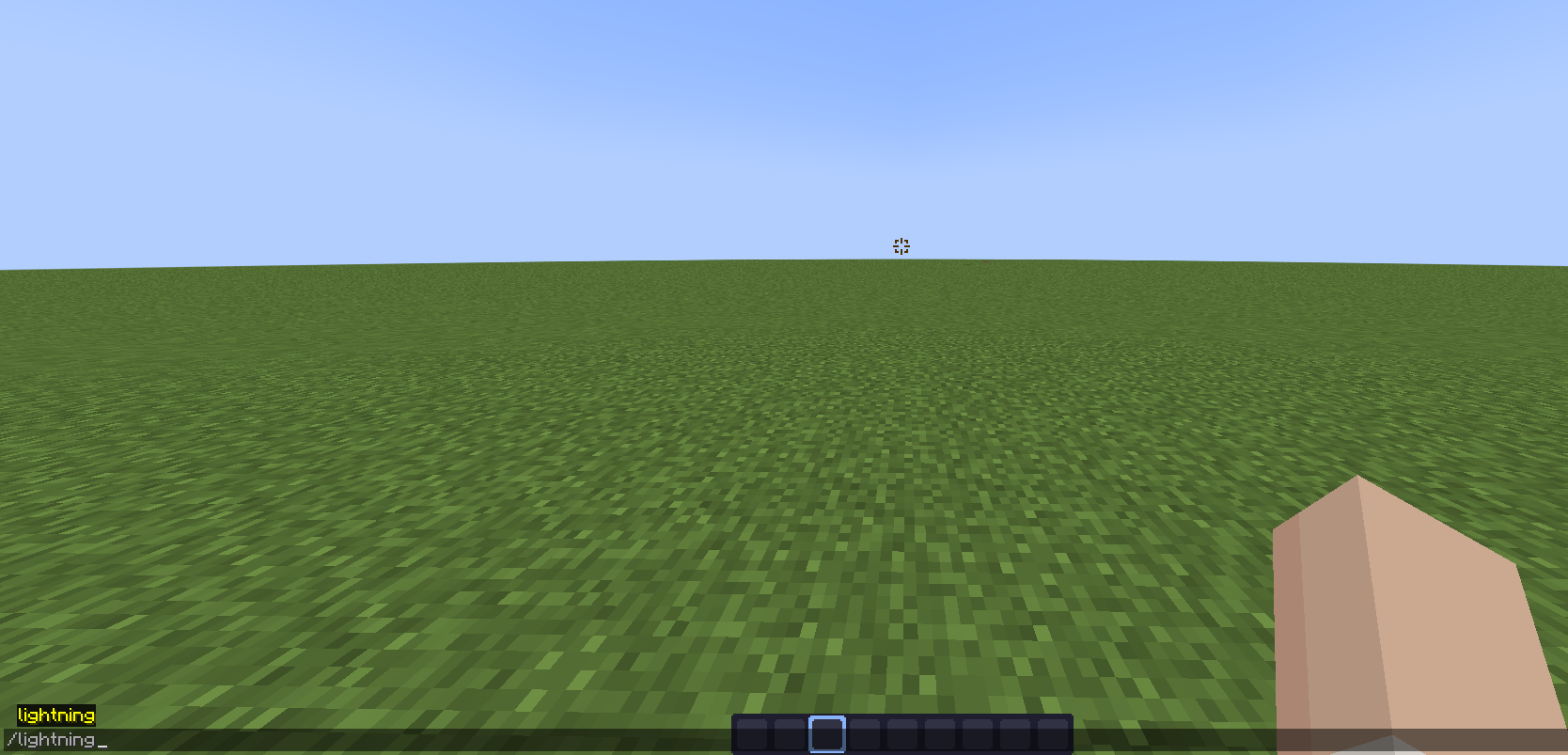 in minecraft showing the command /lightning
