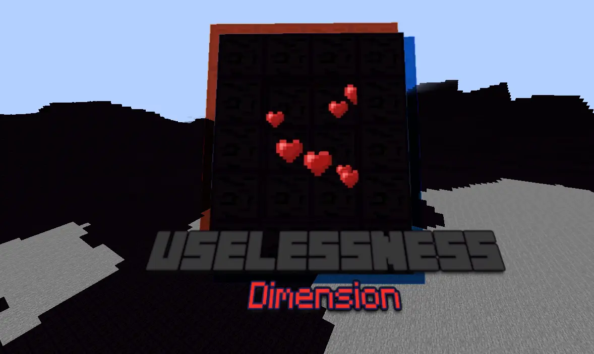 A Portal with the hovering text of the logo Uselessness Dimension