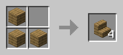 3 blocks placed in an L shape to craft 4 stairs