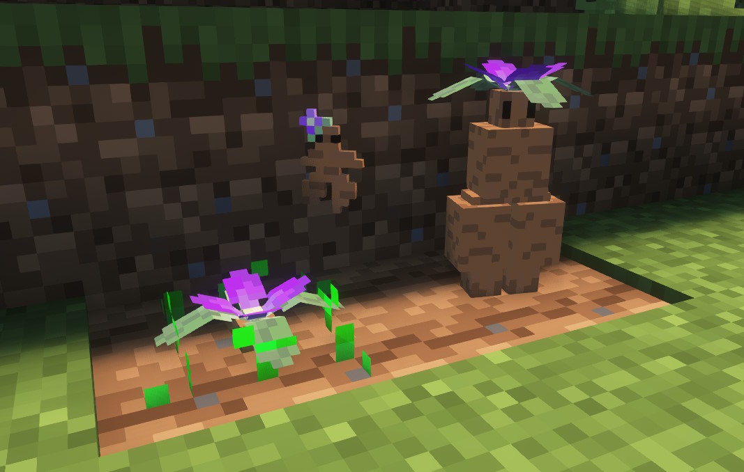 A mandrake monster is above ground. A crop version and item version are next to it.