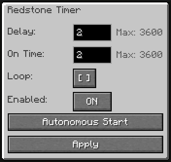 Redstone Timer GUI Preview