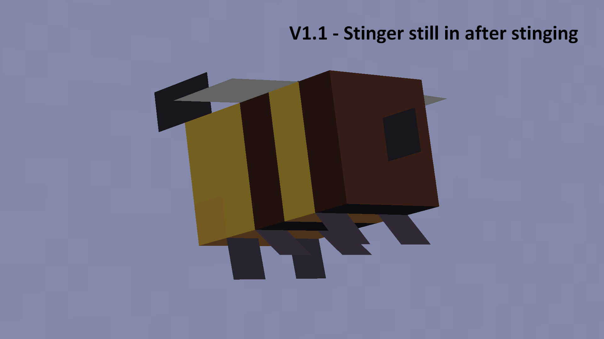 Smol bee in v1.1, a bee has stung and hasn't lost its stinger