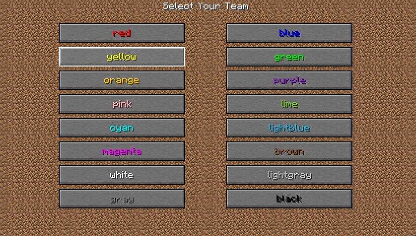 team selection screen