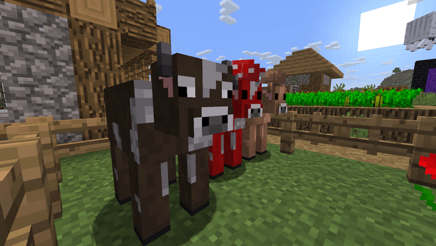 Old looking cow and mooshrooms with a 3D snout