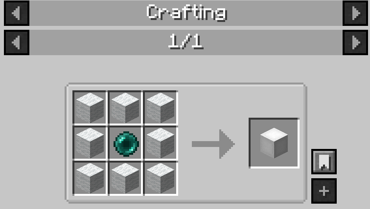 Recipe: 3 wool on top, 1 wool left, 1 ender eye middle, 1 wool right, 3 wool on bottom