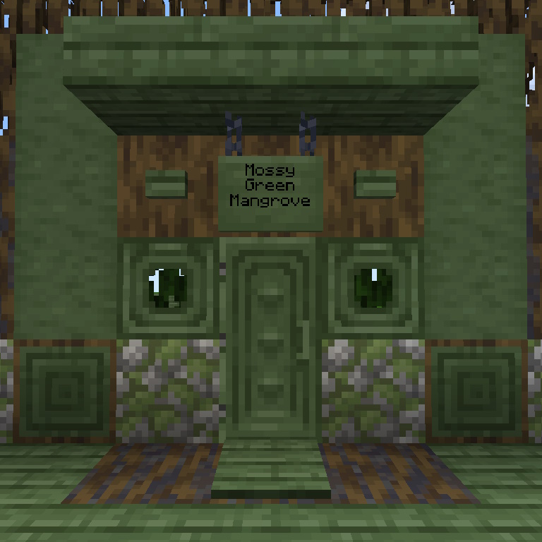 All blocks in the mangrove wood set have been recolored to complement the green in mossy stone