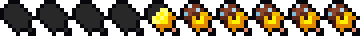 Half depleted Minecraft hunger bar if it was chocolate-covered banana pops