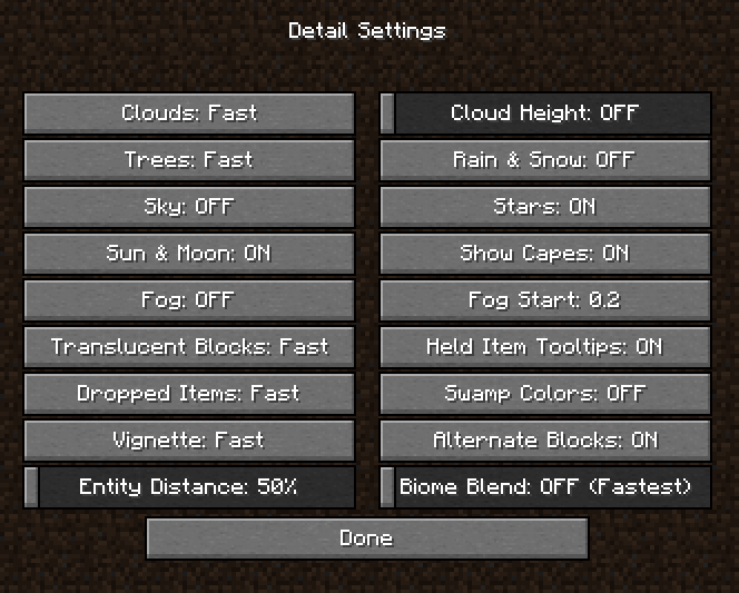 Detail Settings