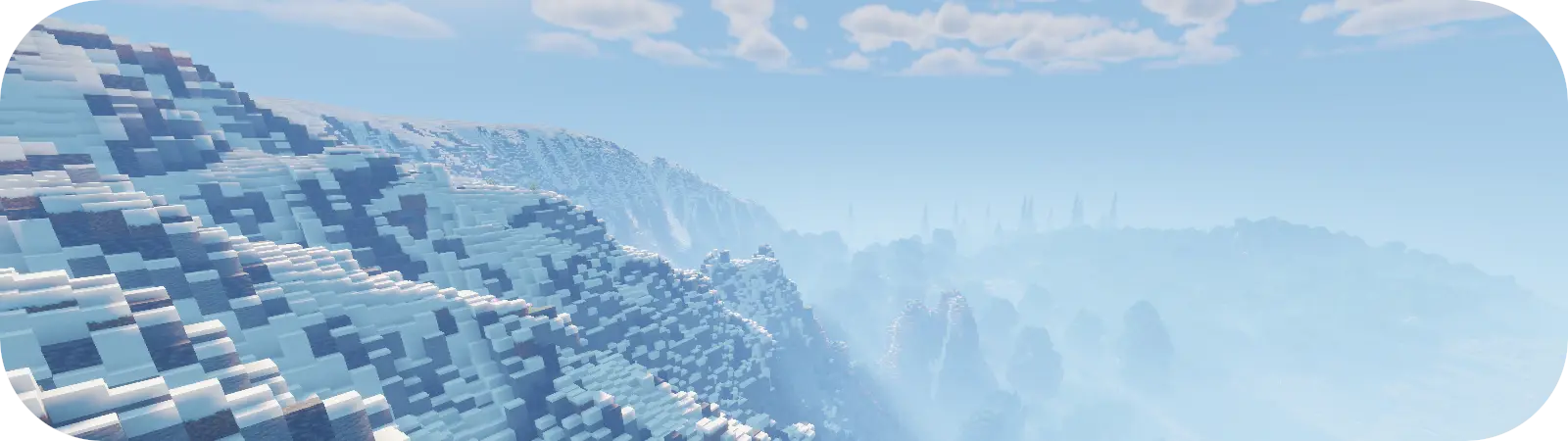 a snowy mountain range in Minecraft