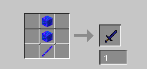 Water sword Recipe (1 stick on middle bottom and 2 water blocks ontop)