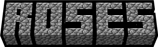 Minecraft style title with the old cobblestone texture displaying the text; Roses.