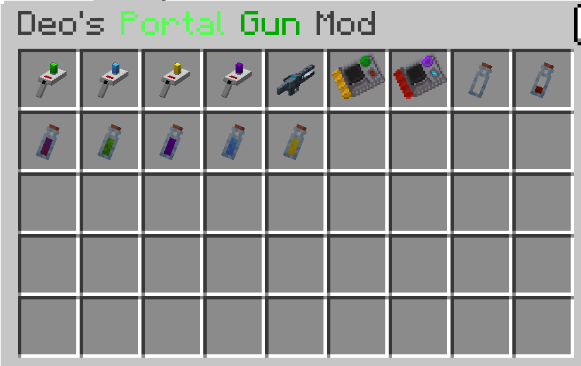 Screenshot of all items currently in the mod