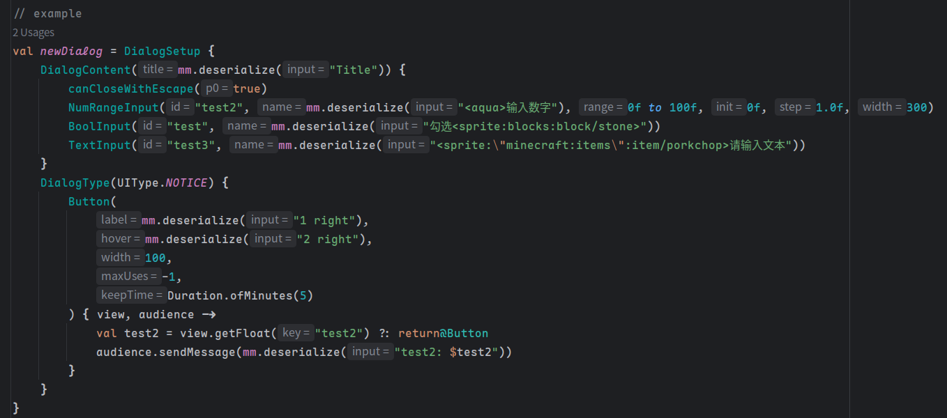 example using this dsl