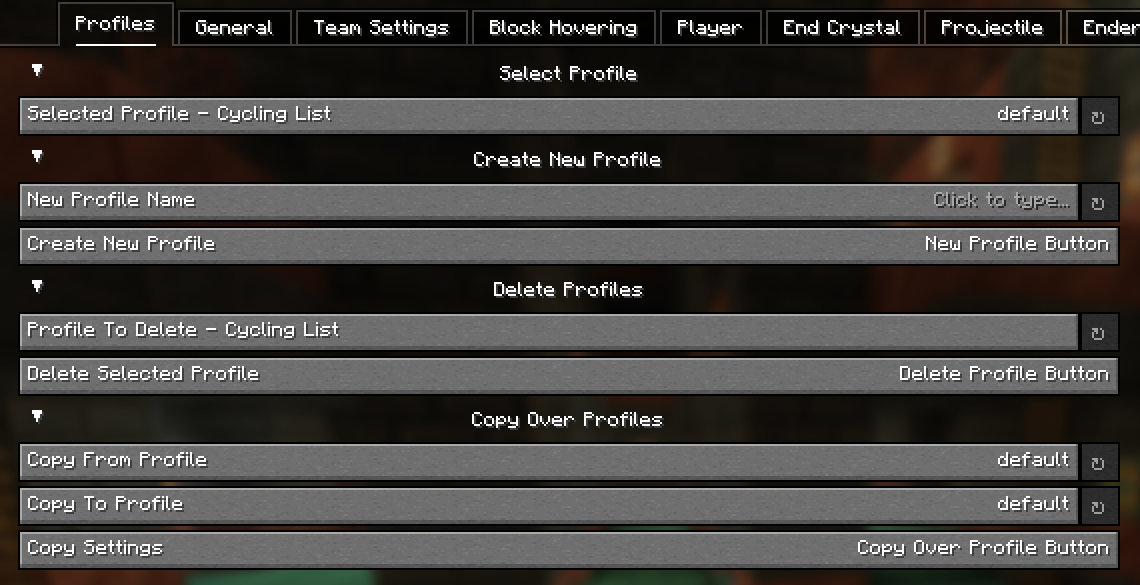 Profile Config Screen
