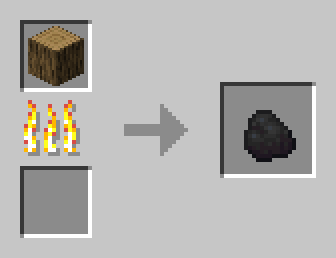 An image depicting Smelting Coal From Oak Logs in a Furnace