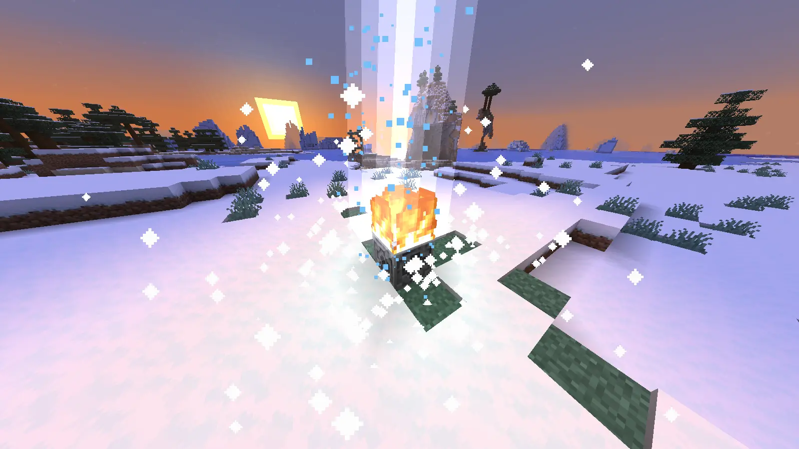 An example of the particles and lightning spawned by teleporting. In this example, the destination lodestone was the one used to teleport to itself.