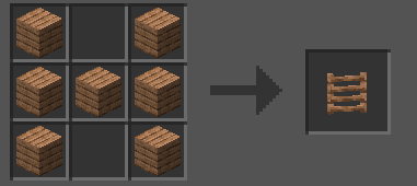 Jungle planks in an H shape inside a 3x3 crafting grid, producing a Jungle Planks Ladder