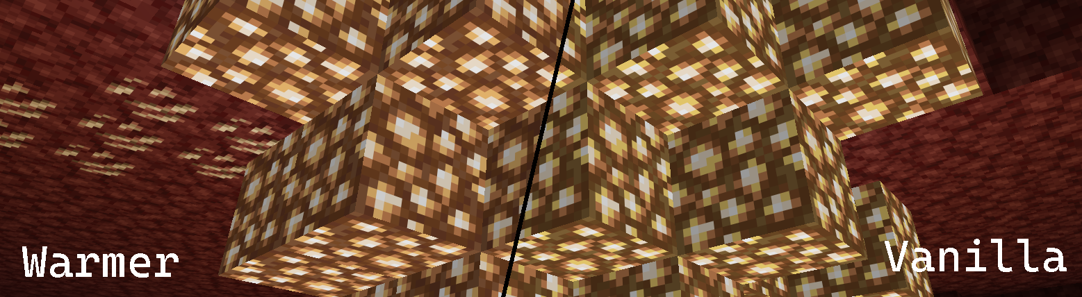 A comparison between the warmer and vanilla versions of Glowstone.