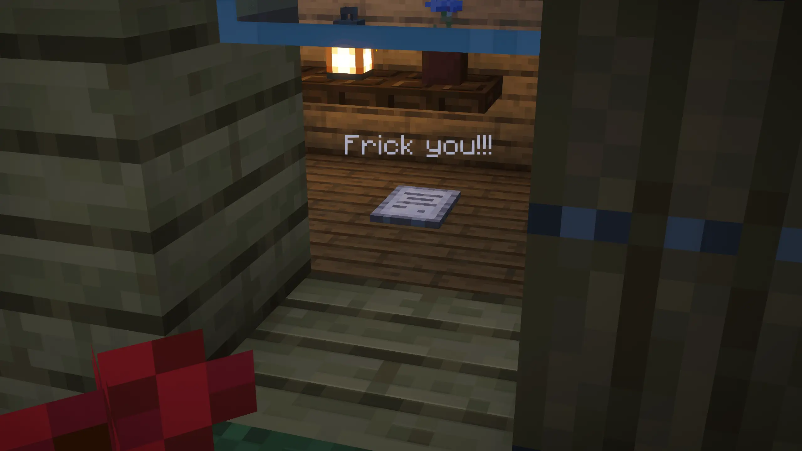 The note is placed in the recipient's house, where the pebble landed.