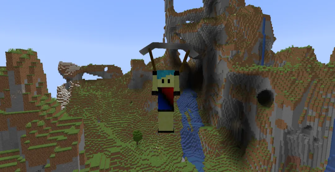A player soaring through the skies with a glider