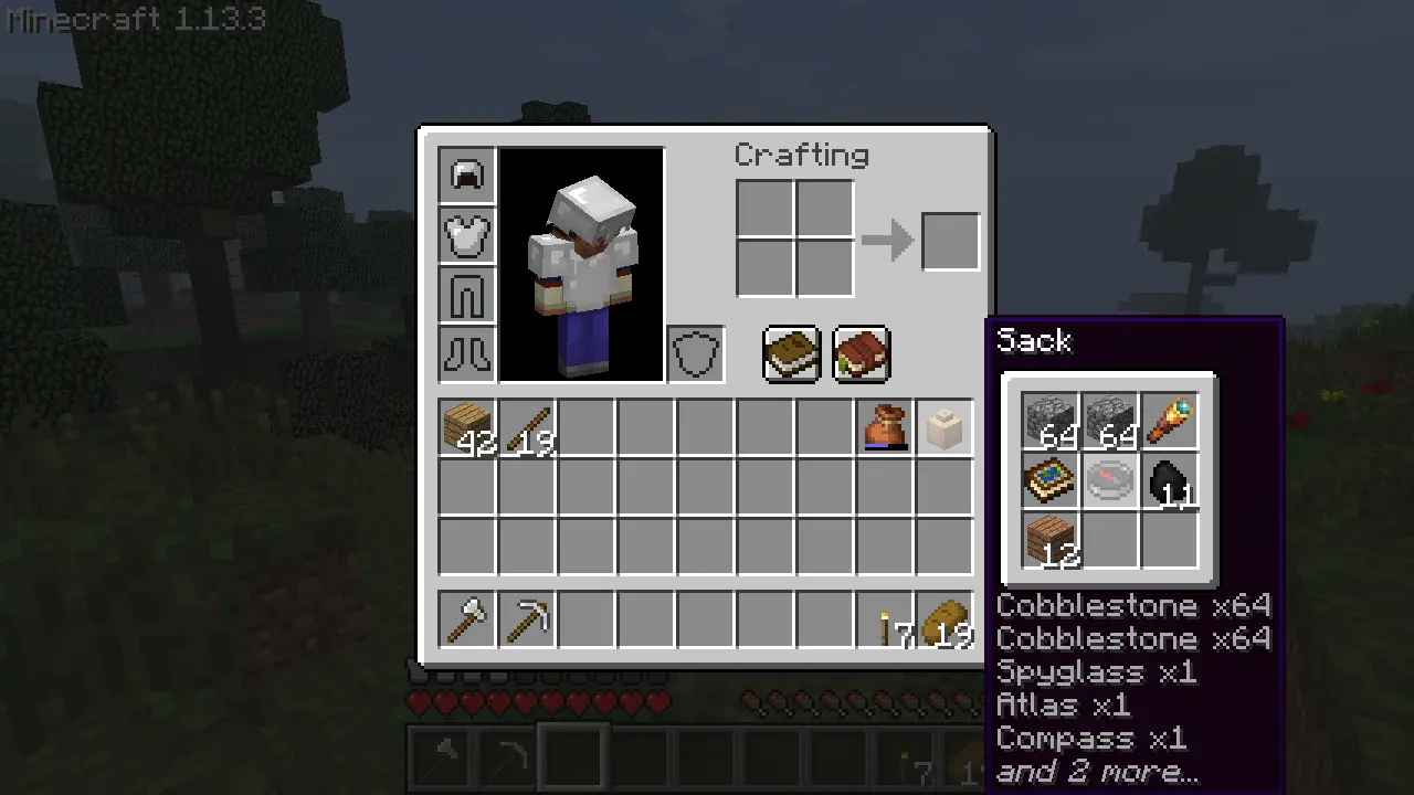 Player runs through their sack inventory.