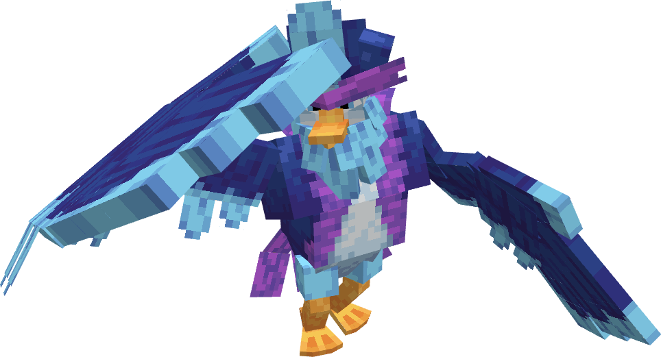 A Quaquaval with large wings and a broad build