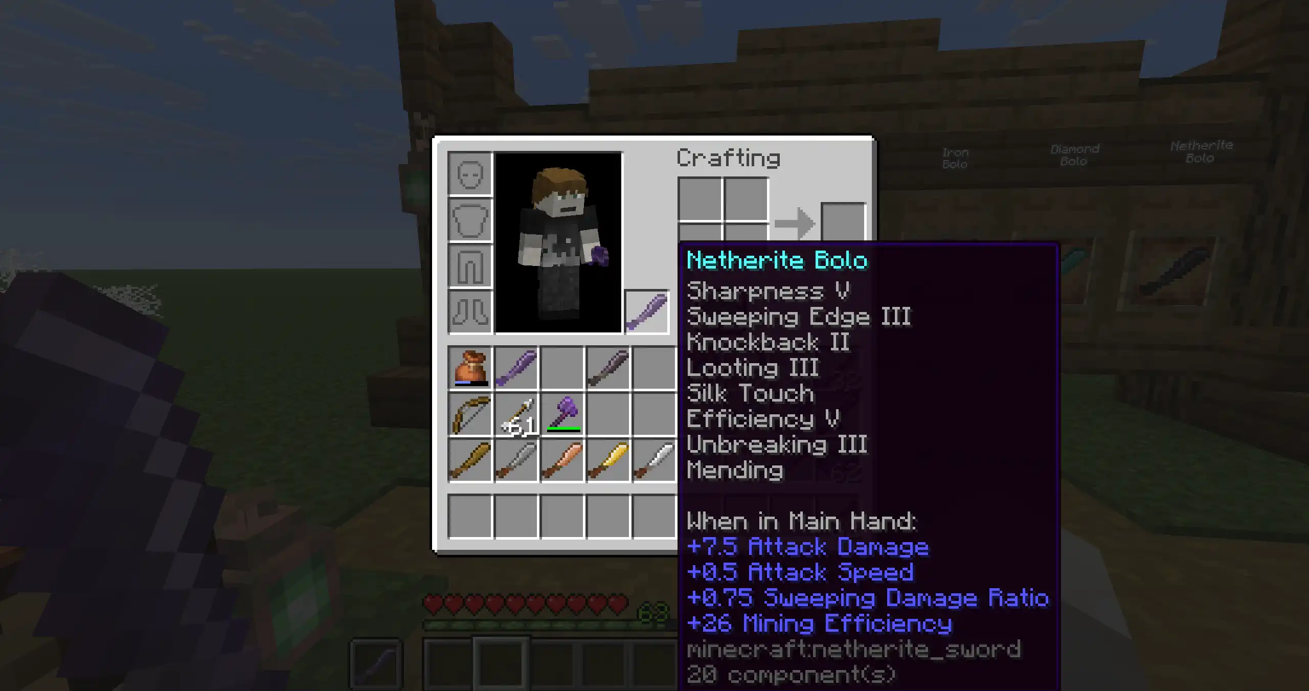 Enchantment list on a bolo