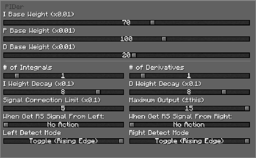 PIDer config menu