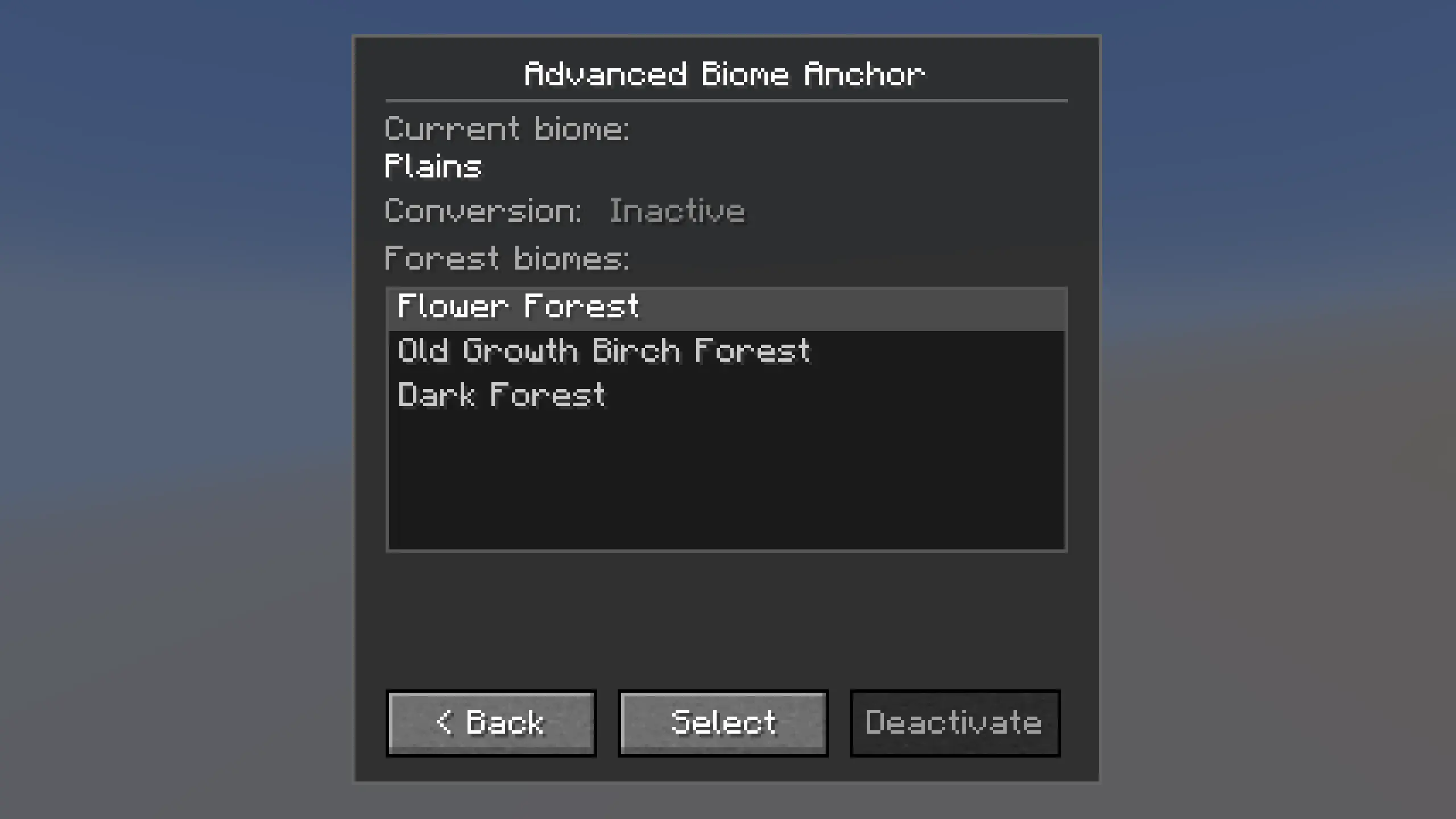 Biome Selection Screen