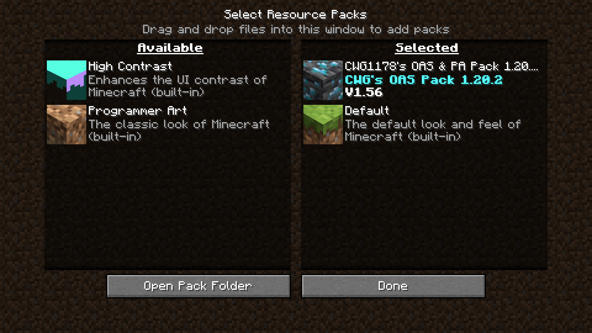 Put the Resource Pack in that order