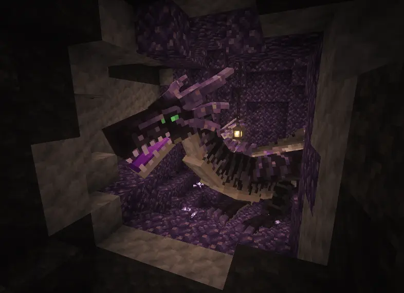 a glamourous dark dragon with white underbelly and crystal horns