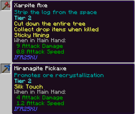 Xarpite and Miranagite tools
