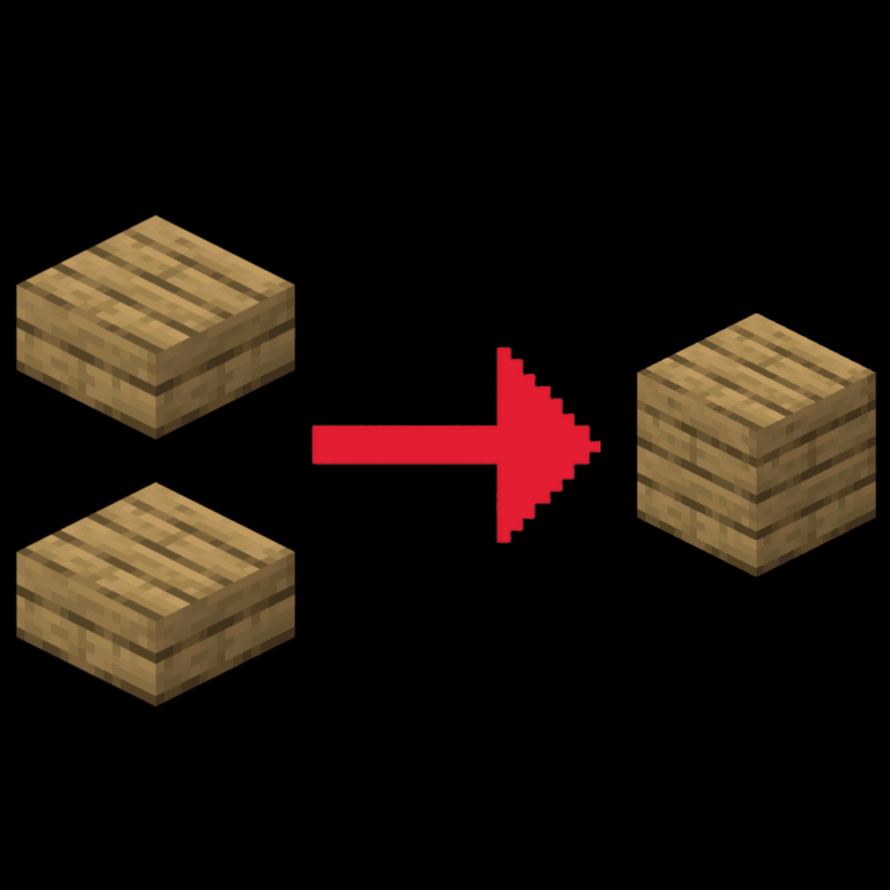 Icon for Easy Recipes, showing two wooden slabs above each other on the left, with a red arrow in the center pointing towards a wooden plank on the right.