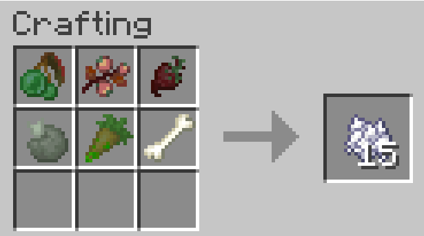 Crafting recipe for 15 bonemeal