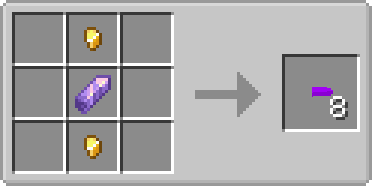 Lie Bullet recipe, Gold Nugget middle top, Amethyst Shard middle, Gold Nugget middle bottom