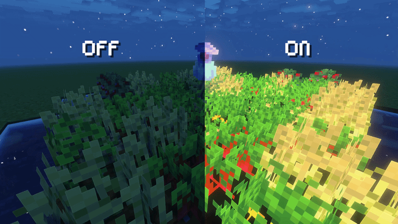 Harvest Highlights makes your Minecraft farm look awesome in the dark by adding a custom glow to your crops.