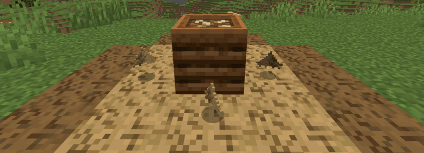 Wood chips around a full composter.
