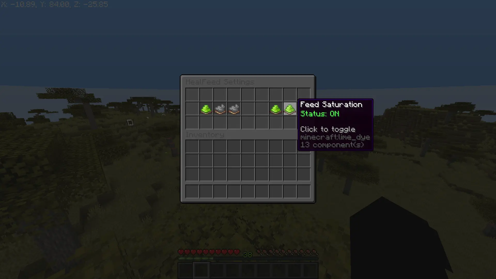 Settings Menu Toggleable options