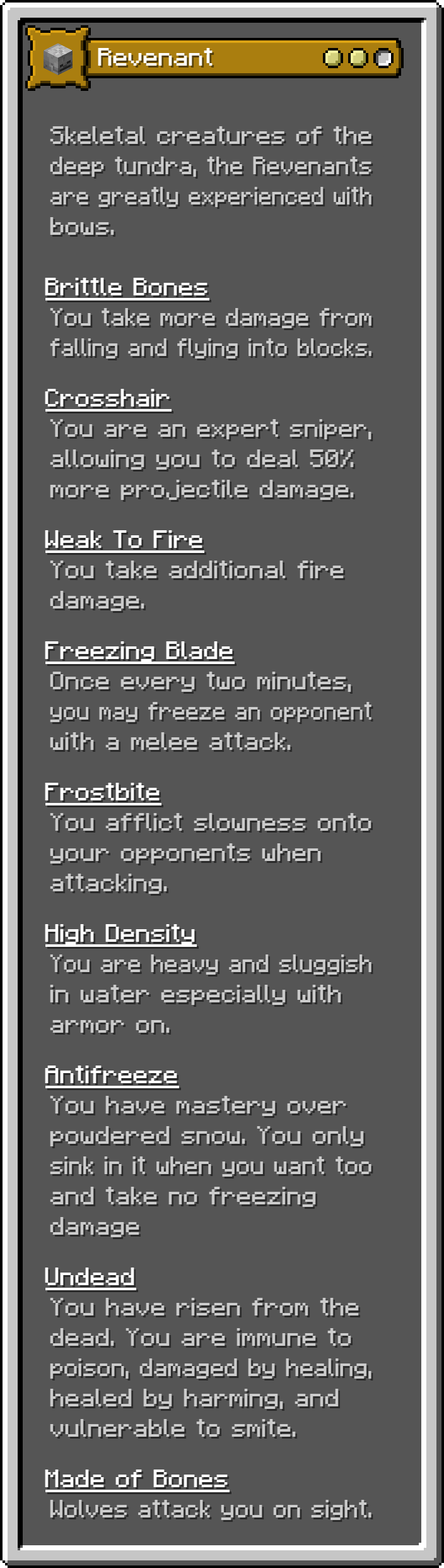 Revenant Power List