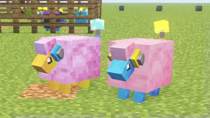 New Shiny Mareep Compared to Pink Dyed Mareep.