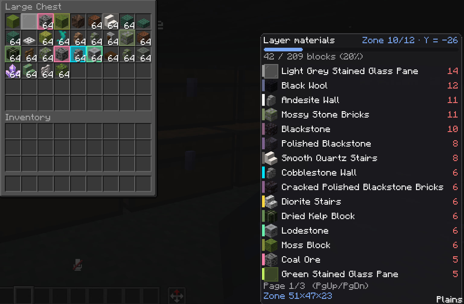 Matching slots highlighted inside a chest