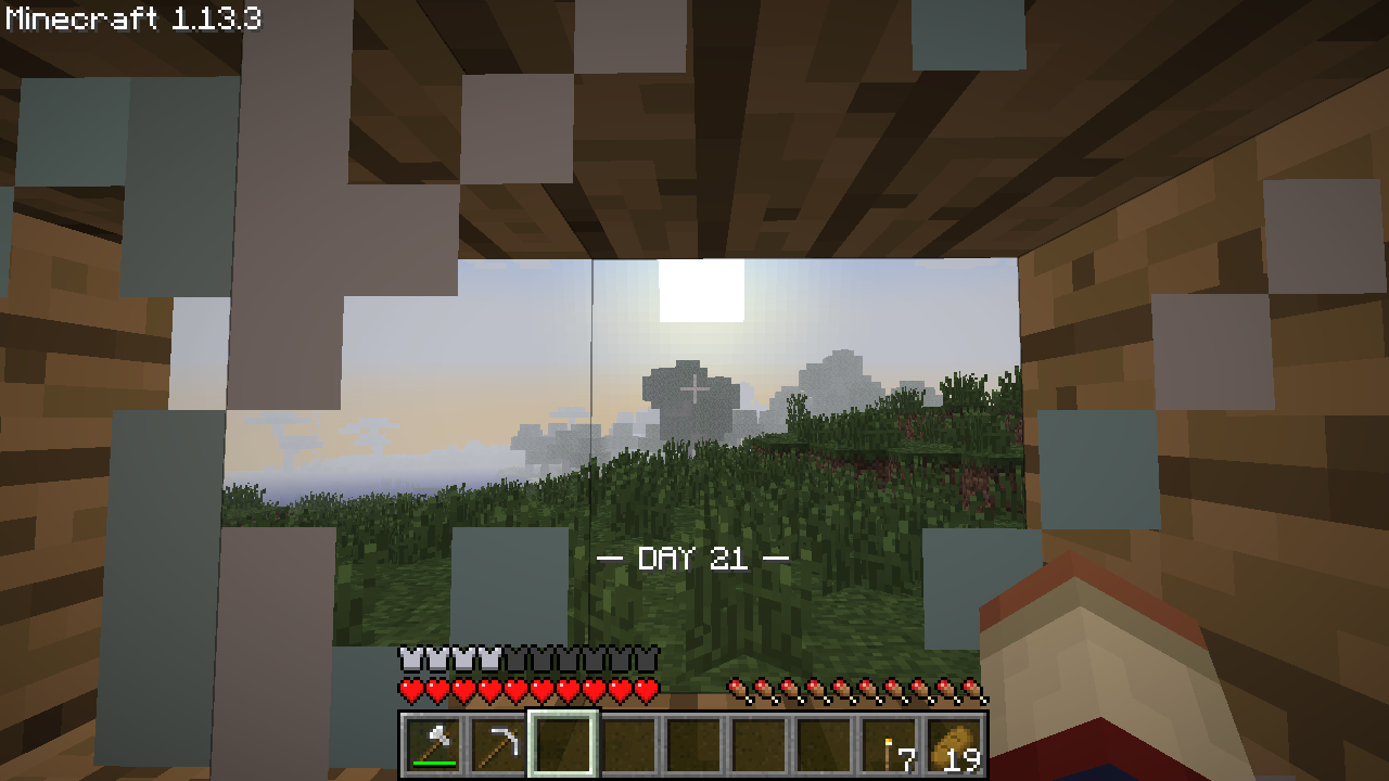 Player looks out the window in day 21.