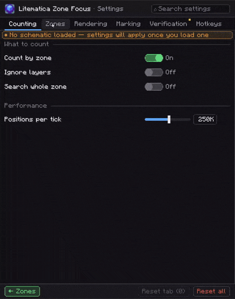 ZoneFocus Settings